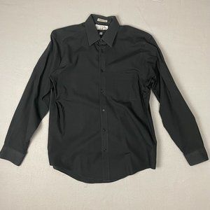 Bosa Men's Button Down Shirt Single Needle Tailoring Size 15 1/2 34/35 Black